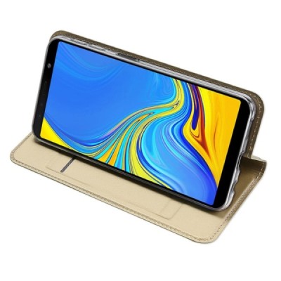 Samsung Galaxy A7 (2018) „Dux Ducis“ Skin sērijas zelta ādas atvērams maciņš / Vacins.lv