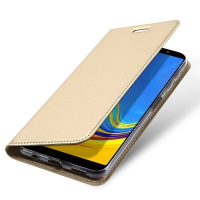 Samsung Galaxy A7 (2018) „Dux Ducis“ Skin sērijas zelta ādas atvērams maciņš / Vacins.lv