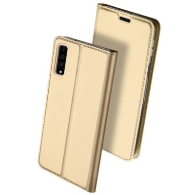 Samsung Galaxy A7 (2018) „Dux Ducis“ Skin sērijas zelta ādas atvērams maciņš / Vacins.lv
