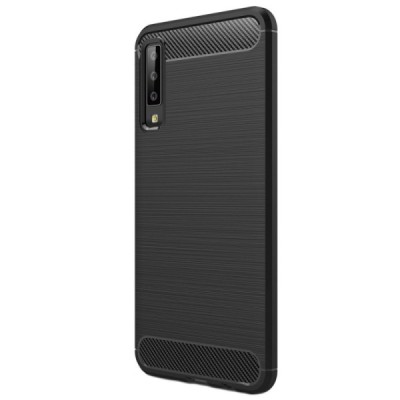 Samsung Galaxy A7 (2018) „Carbon“ cieta silikona (TPU) melns apvalks / vacins.lv