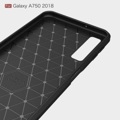 Samsung Galaxy A7 (2018) „Carbon“ cieta silikona (TPU) melns apvalks / vacins.lv