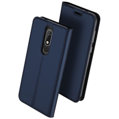 Nokia 5.1 (2018) „Dux Ducis“ Skin sērijas zils ādas atvērams maciņš / Vacins.lv