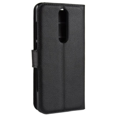 Nokia 5.1 (2018) atvēramais ādas melns maciņš, grāmata (maks) / Vacins.lv