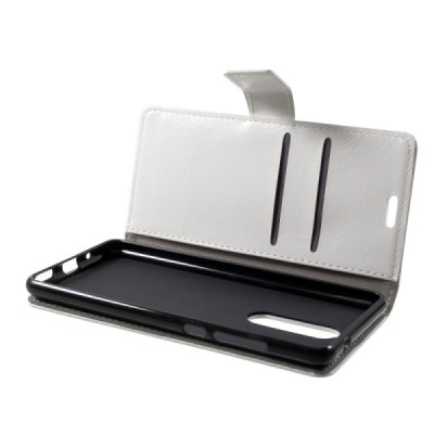 Nokia 5.1 (2018) atvēramais ādas balts maciņš, grāmata (maks) / Vacins.lv