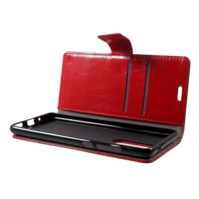 Nokia 5.1 (2018) atvēramais ādas sarkans maciņš, grāmata (maks) / Vacins.lv