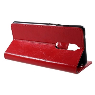 Nokia 5.1 (2018) atvēramais ādas sarkans maciņš, grāmata (maks) / Vacins.lv