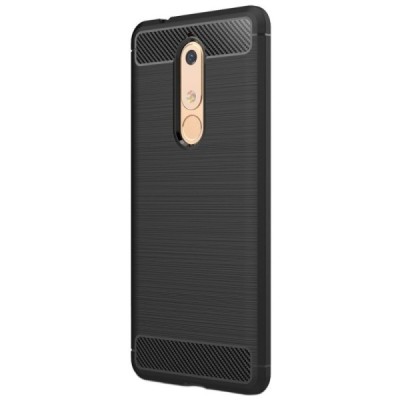 Nokia 5.1 (2018) „Carbon“ cieta silikona (TPU) melns apvalks / vacins.lv