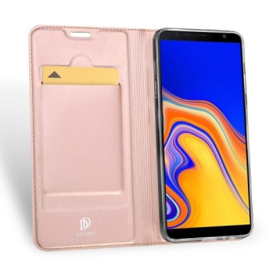 Samsung Galaxy J4+ „Dux Ducis“ Skin sērijas rozs ādas atvērams maciņš / Vacins.lv