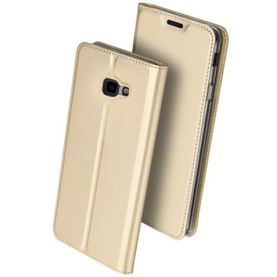 Samsung Galaxy J4+ „Dux Ducis“ Skin sērijas zelta ādas atvērams maciņš / Vacins.lv