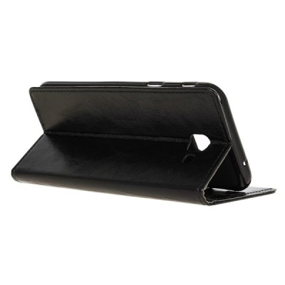 Samsung Galaxy J4+ atverčiamas juodas odinis dėklas - piniginė / Priedai.lt