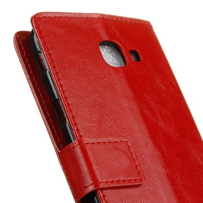 Samsung Galaxy J4+ atvēramais ādas sarkans maciņš (maks) / Vacins.lv