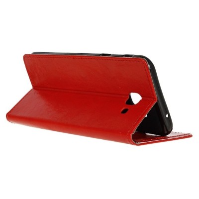 Samsung Galaxy J4+ atvēramais ādas sarkans maciņš (maks) / Vacins.lv