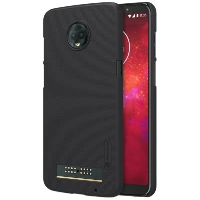 Motorola Moto Z3 Play (Moto Z3) Nillkin Frosted Shield juodas plastikinis dėklas / Priedai.lt