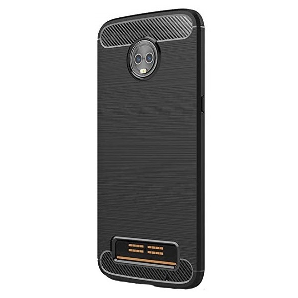 „Carbon“ cieta silikona (TPU) apvalks - melns (Moto Z3 Play)