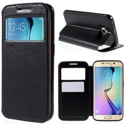 Samsung Galaxy S6 Edge (G925) Roar Noble ādas atvēramais melns futrālis / Vacins.lv