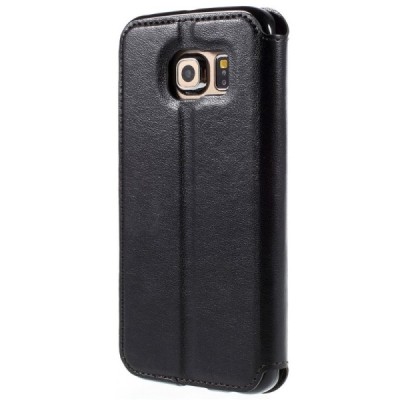 Samsung Galaxy S6 Edge (G925) Roar Noble ādas atvēramais melns futrālis / Vacins.lv