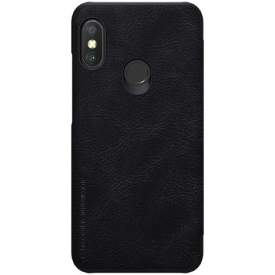 Prabangus „Nillkin“ Qin serijos juodas odinis atverčiamas Xiaomi Redmi 6 Pro (Mi A2 Lite) dėklas / Priedai.lt