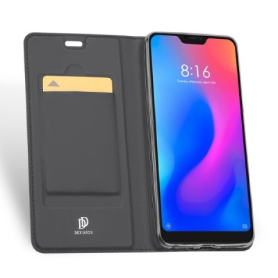 Xiaomi Redmi 6 Pro (Mi A2 Lite) „Dux Ducis“ Skin sērijas melns ādas atvērams maciņš / Vacins.lv