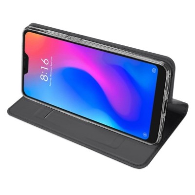 Xiaomi Redmi 6 Pro (Mi A2 Lite) „Dux Ducis“ Skin sērijas melns ādas atvērams maciņš / Vacins.lv