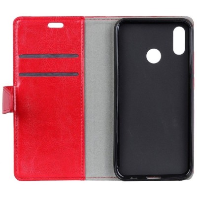 Xiaomi Redmi 6 Pro (Mi A2 Lite) atverčiamas raudonas odinis dėklas, knygutė - piniginė / Priedai.lt