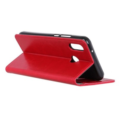 Xiaomi Redmi 6 Pro (Mi A2 Lite) atverčiamas raudonas odinis dėklas, knygutė - piniginė / Priedai.lt