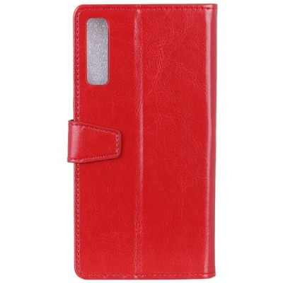 Samsung Galaxy A7 2018 atvēramais ādas sarkans maciņš, grāmata (maks) / Vacins.lv