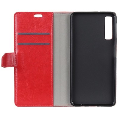 Samsung Galaxy A7 2018 atvēramais ādas sarkans maciņš, grāmata (maks) / Vacins.lv