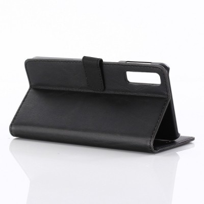 Samsung Galaxy A7 2018 atverčiamas juodas odinis retro dėklas - piniginė / Priedai.lt