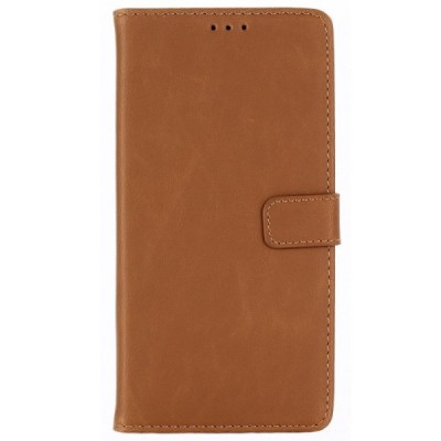 Samsung Galaxy A7 2018 atverčiamas šviesiai rudos spalvos odinis retro dėklas - piniginė / Priedai.lt