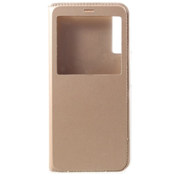 Atverčiamas dėklas su langeliu - auksinis (Galaxy A7 2018)