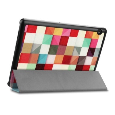 Huawei MediaPad T5 10 atverčiamas spalvotas „Cubes“ dėklas - knygutė / Priedai.lt