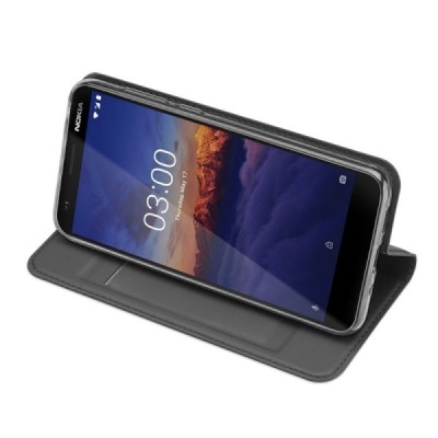 Nokia 3.1 (2018) „Dux Ducis“ Skin sērijas melns ādas atvērams maciņš / Vacins.lv