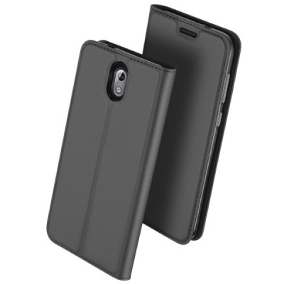 Nokia 3.1 (2018) „Dux Ducis“ Skin sērijas melns ādas atvērams maciņš / Vacins.lv