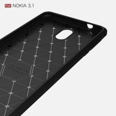 Nokia 3.1 (2018)„Carbon“ kieto silikono TPU juodas dėklas - nugarėlė / Priedai.lt