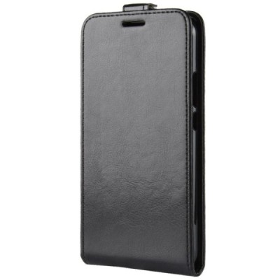Huawei Mate 20 Lite klasikinis vertikaliai atverčiamas juodas odinis dėklas / Priedai.lt