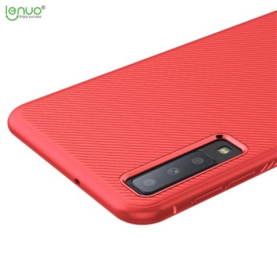 Samsung Galaxy A7 (2018) „Lenuo“ cieta silikona (TPU) sarkans apvalks / vacins.lv