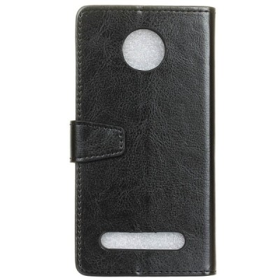 Motorola Moto Z3 Play atverčiamas juodas odinis dėklas - piniginė / Priedai.lt