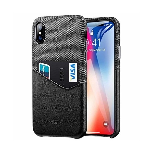 „ESR“ Metro ādas apvalks - melns / peleks (iPhone X / Xs)