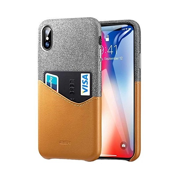 „ESR“ Metro dėklas su kišenėle - rudas / pilkas (iPhone X / Xs)