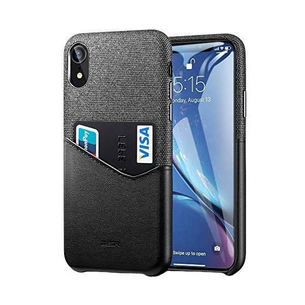 „ESR“ Metro ādas apvalks - melns / peleks (iPhone Xr)