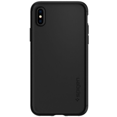 Apple iPhone Xs Max „Spigen“ Thin Fit 360 melns futrālis + ekrāna aizsargstikls / Vacins.lv