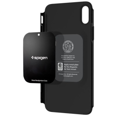 Apple iPhone Xs Max „Spigen“ Thin Fit 360 melns futrālis + ekrāna aizsargstikls / Vacins.lv