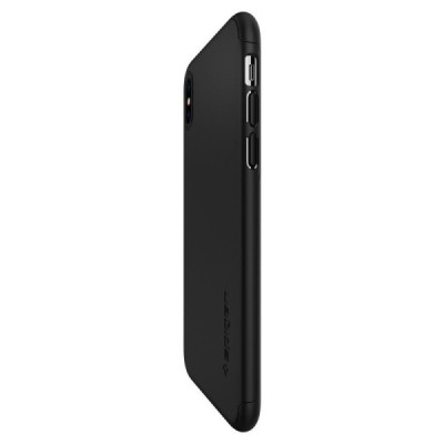 Apple iPhone Xs Max „Spigen“ Thin Fit 360 melns futrālis + ekrāna aizsargstikls / Vacins.lv