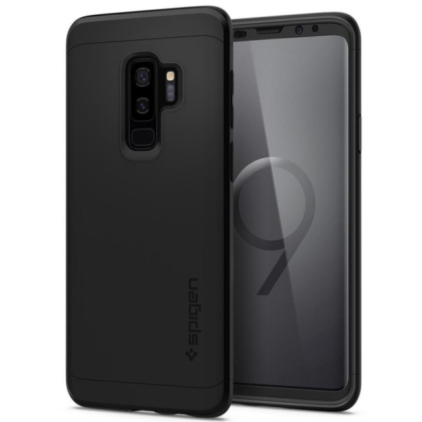 „Spigen“ Thin Fit 360 futrālis - melns + ekrāna aizsargstikls (Galaxy S9+)