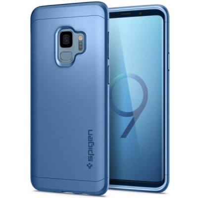 „Spigen“ Thin Fit 360 plastikinis Samsung Galaxy S9 (G960) mėlynas dėklas - nugarėlė + apsauginis ekrano stiklas / Priedai.lt