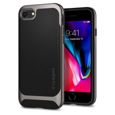 „Spigen“ Neo Hybrid Herringbone sustiprintos apsaugos Apple iPhone 7 (iPhone 8) juodas kieto silikono (TPU) ir plastiko dėklas /