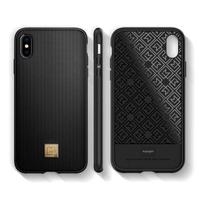 Apple iPhone X (iPhone Xs) „Spigen“ La Manon Classy melns cieta silikona apvalks / vacins.lv