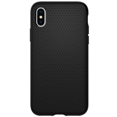 Apple iPhone X (iPhone Xs) „Spigen“ Liquid Air melns cieta silikona apvalks / vacins.lv