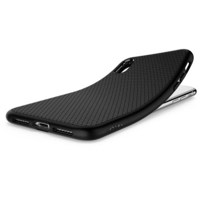 Apple iPhone Xr „Spigen“ Liquid Air melns cieta silikona apvalks / vacins.lv