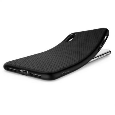 Apple iPhone Xs Max „Spigen“ Liquid Air melns cieta silikona apvalks / vacins.lv